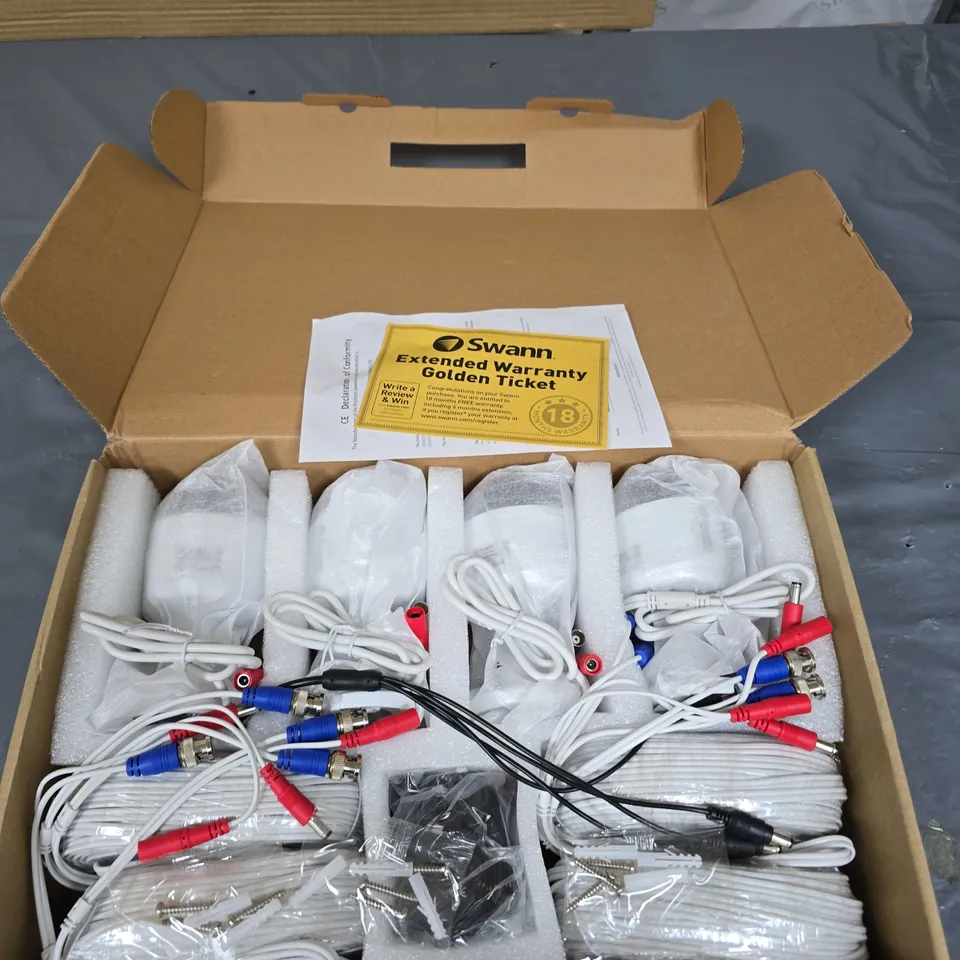 SWANN CCTV SECURITY CAMERA KIT – CABLES & ACCESSORIES (BOX CONTENTS)
