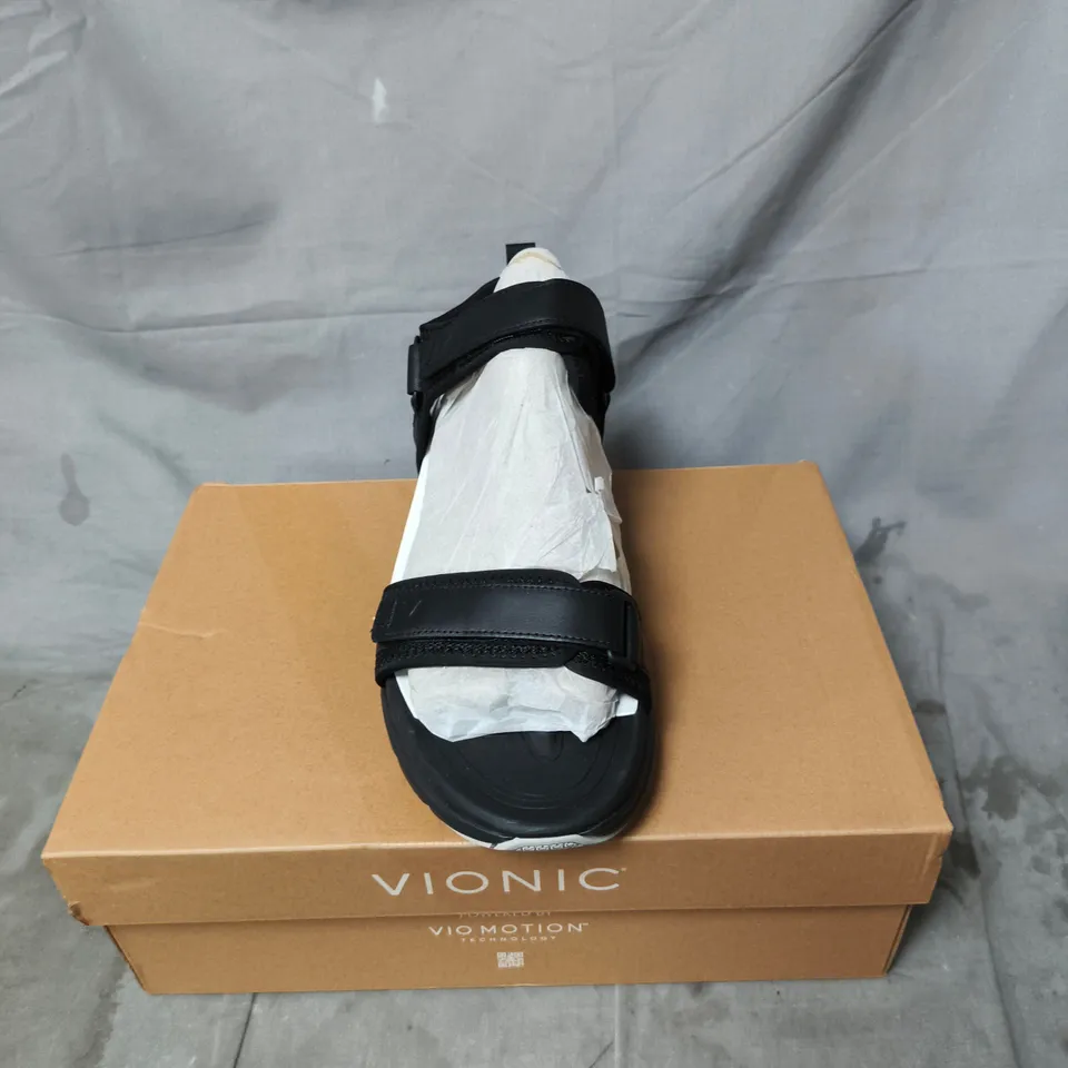 VIONIC VI MOTION SANDALS – BLACK, TWO-STRAP VELCRO (WOMEN'S) SIZE 8