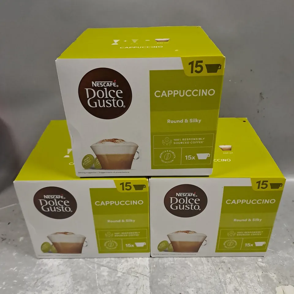 3 X NESCAFE DOLCE GUSTO CAPPUCCINO PODS - 15 PODS PER PACK 