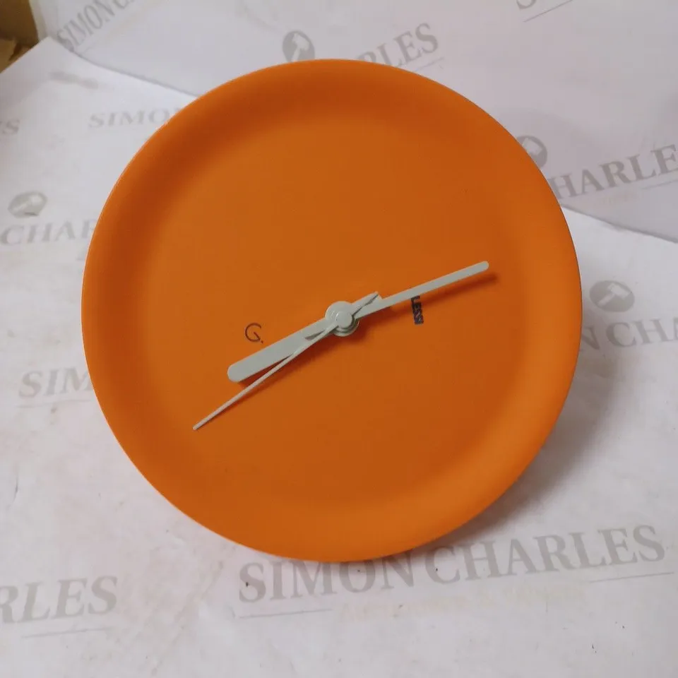 ALESSI ORA THERMOPLASTIC RESIN CORNER MOUNTED CLOCK - ORANGE