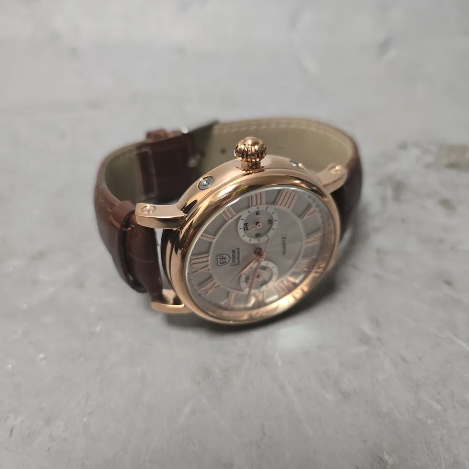 MENS ERNEST FERDINAND WATCH – FUNCTIONING SUB DIALS – LEATHER STRAP 