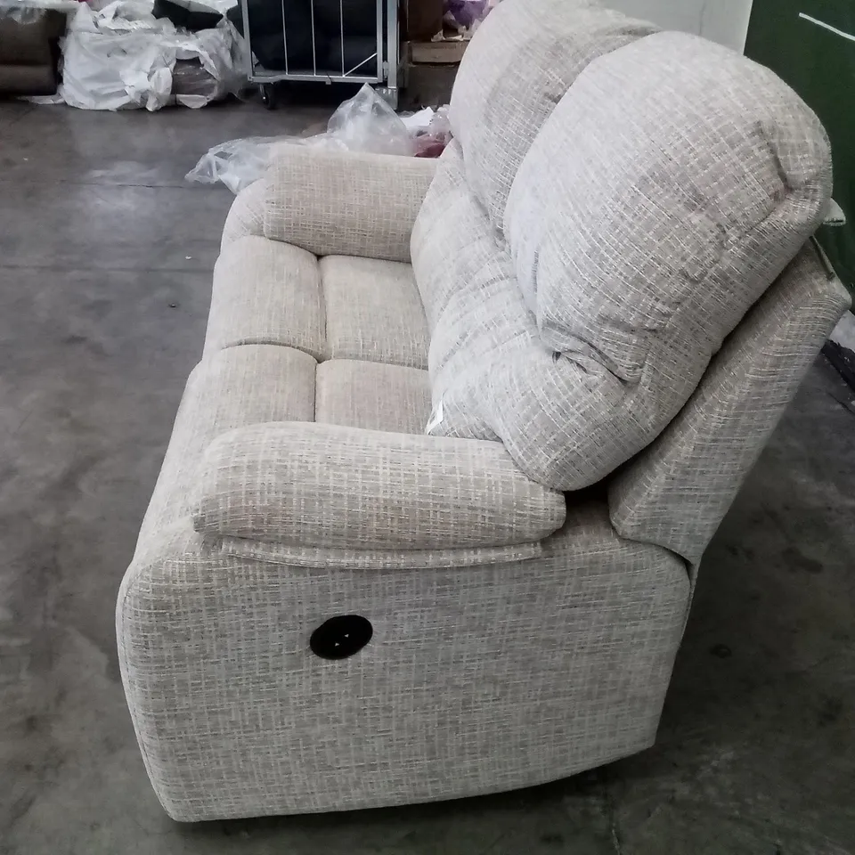 DESIGNER G PLAN MISTRAL C 3 SEATER ELECTRIC RECLINER DBL SOFA - WAFFLE CARAMEL FABRIC 