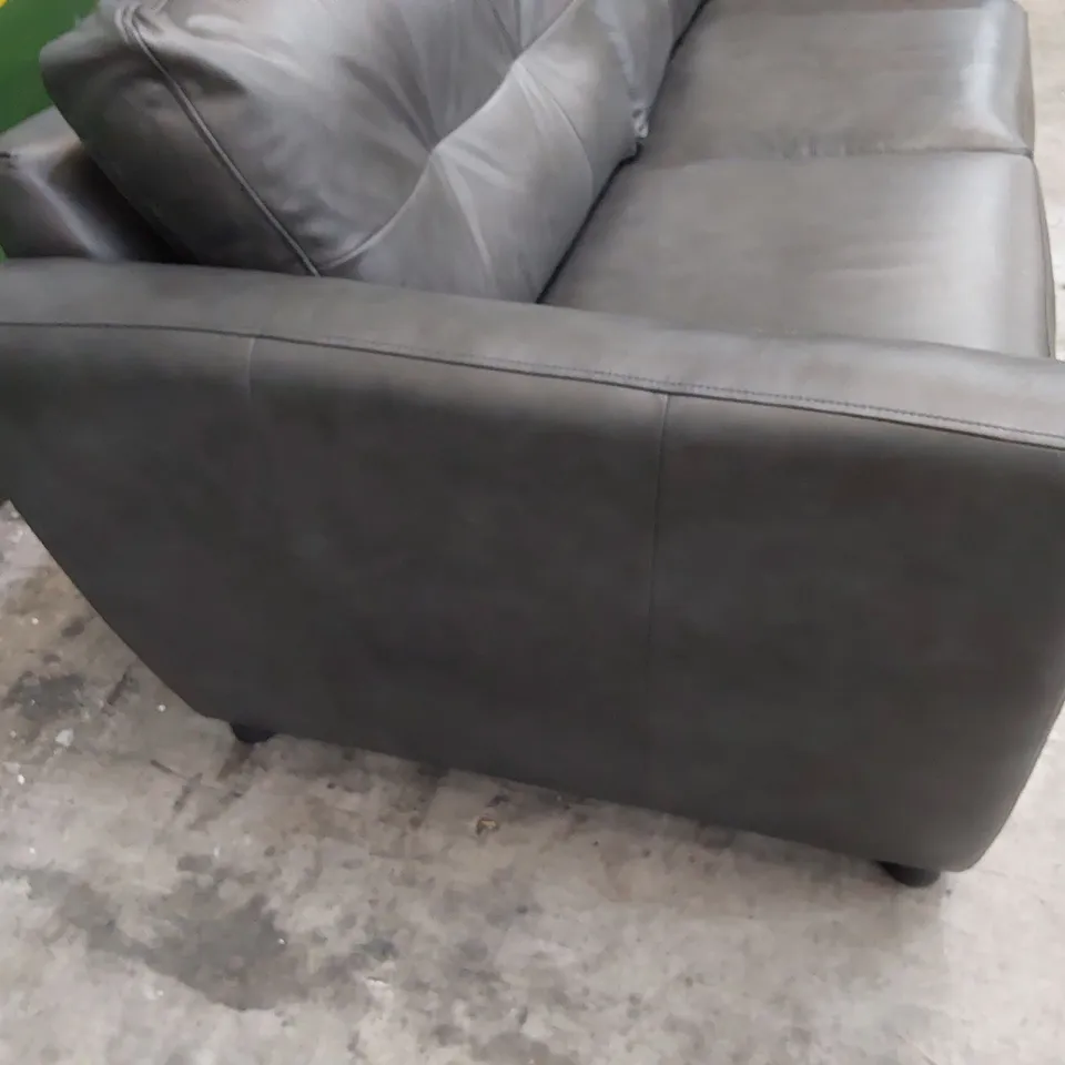 QUALITY BRITISH MADE LOUNGE Co THREE SEATER SOFA CHARCOAL LEATHER 
