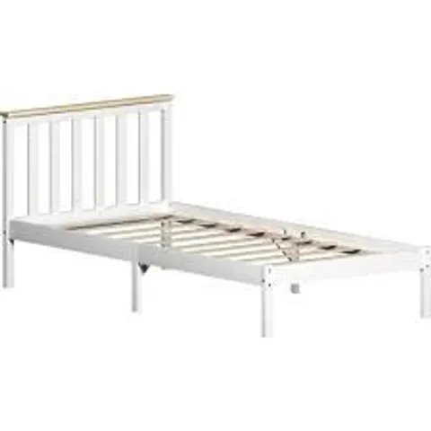 BOXED VIDA DESIGNS MILAN SINGLE WOODEN BED, LOW FOOT - WHITE/PINE (1 BOX)