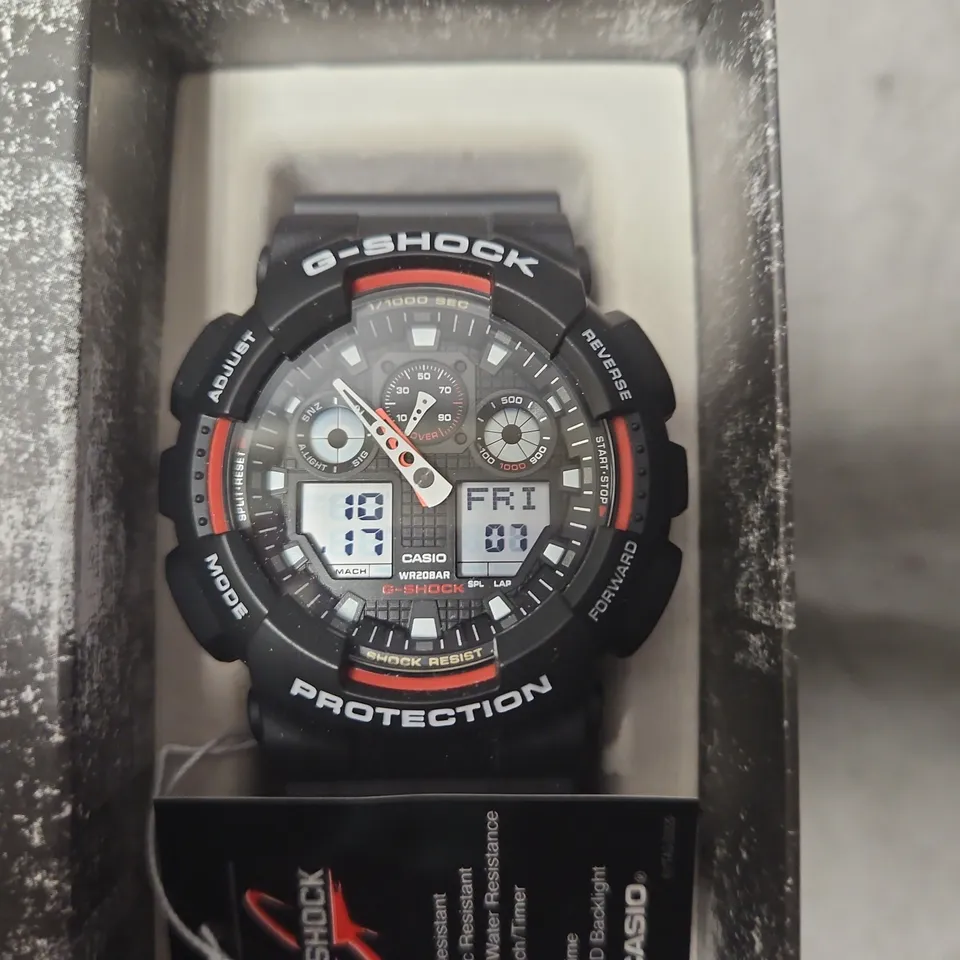 CASIO G-SHOCK WATCH – BLACK WITH RED ACCENTS, BOXED