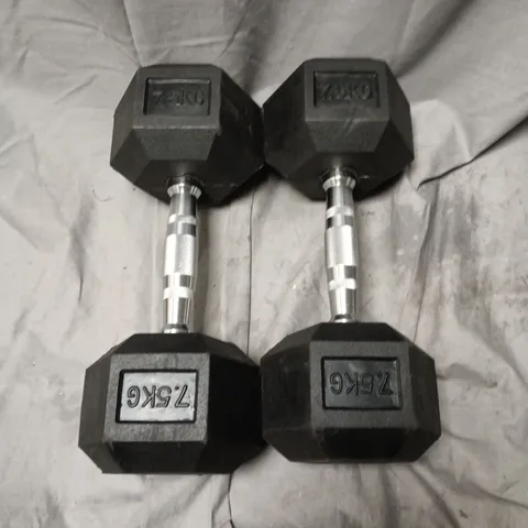 2x 7.5KG DUMBELLS