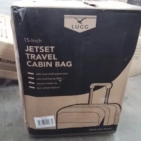 BOXED LUGG 15" JETSET SUITCASE -BLACK/BROWN-