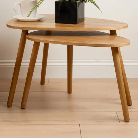 BOXED SET OF 2 WOODEN OVAL TABLES - SEL5124 (1 BOX)