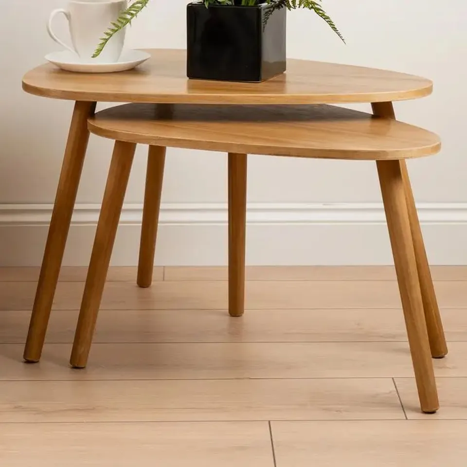 BOXED SET OF 2 WOODEN OVAL TABLES - SEL5124 (1 BOX)