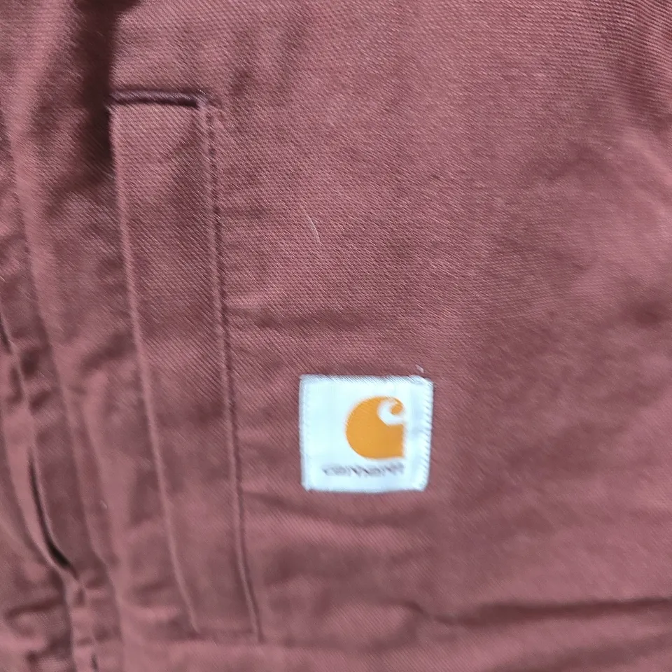 CARHARTT BURGUNDY SLEEVELESS VEST WITH FLEECE LINING - MEDIUM