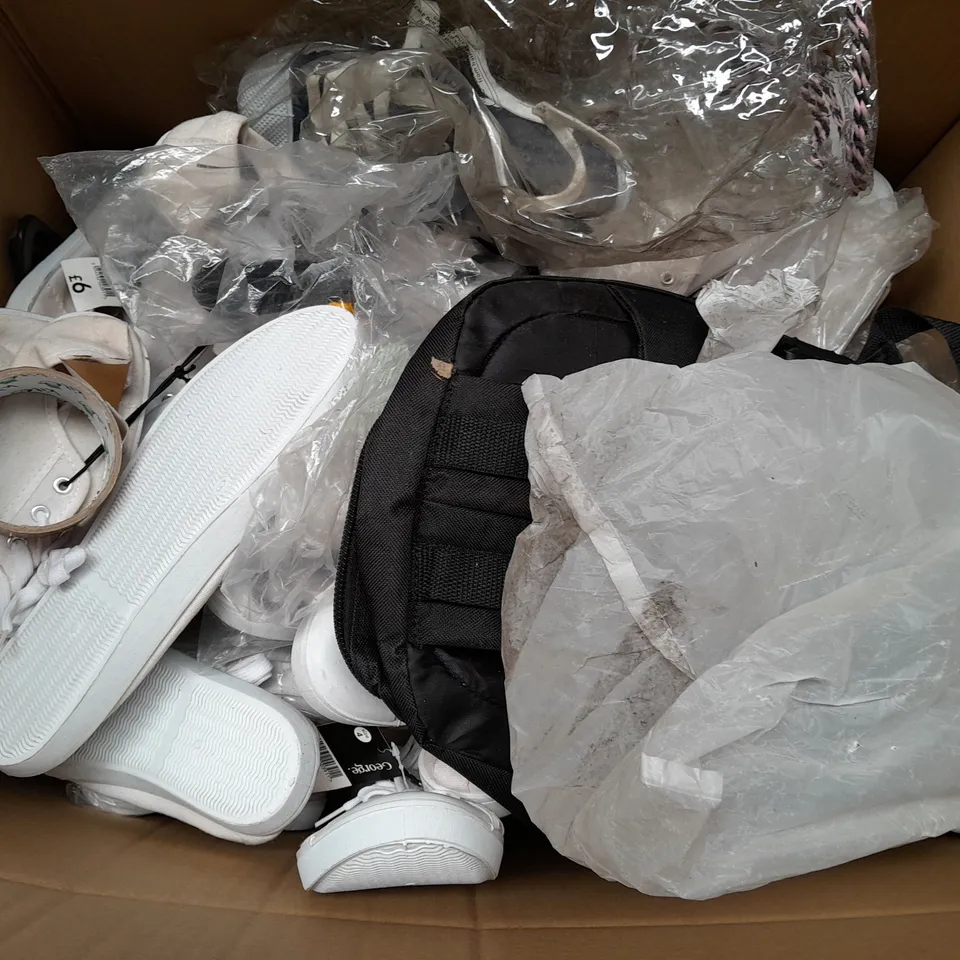 BOX OF APPROX 15 ASSORTED SHOES IN VARIOUS COLOURS & SIZES