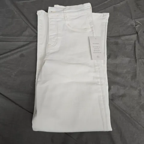 NOBODY'S CHILD X POPPY DELEVINGNE SHORT GALA STRETCH PALAZZO JEAN - CREAM, UK 10S