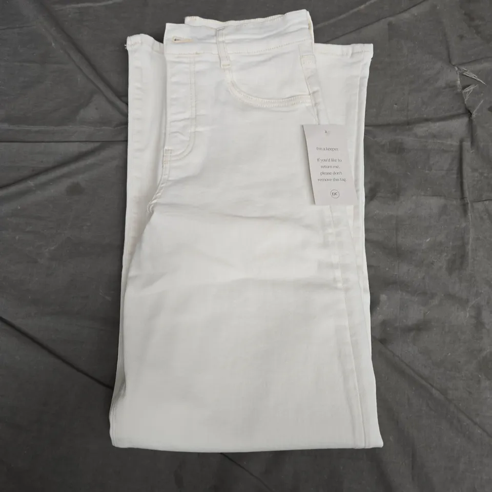 NOBODY'S CHILD X POPPY DELEVINGNE SHORT GALA STRETCH PALAZZO JEAN - CREAM, UK 10S