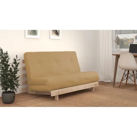 BOXED/BAGGED CHENANGO FULL / DOUBLE 137CM UPHOLSTERED TUFTED FUTON AND MATTRESS - 137CM DOUBLE, YELLOW (2 ITEMS)