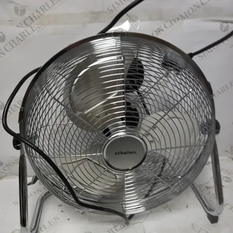 SCHALLEN CHROME SILVER METAL ADJUSTABLE FLOOR FAN