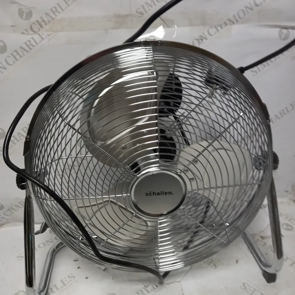SCHALLEN CHROME SILVER METAL ADJUSTABLE FLOOR FAN 