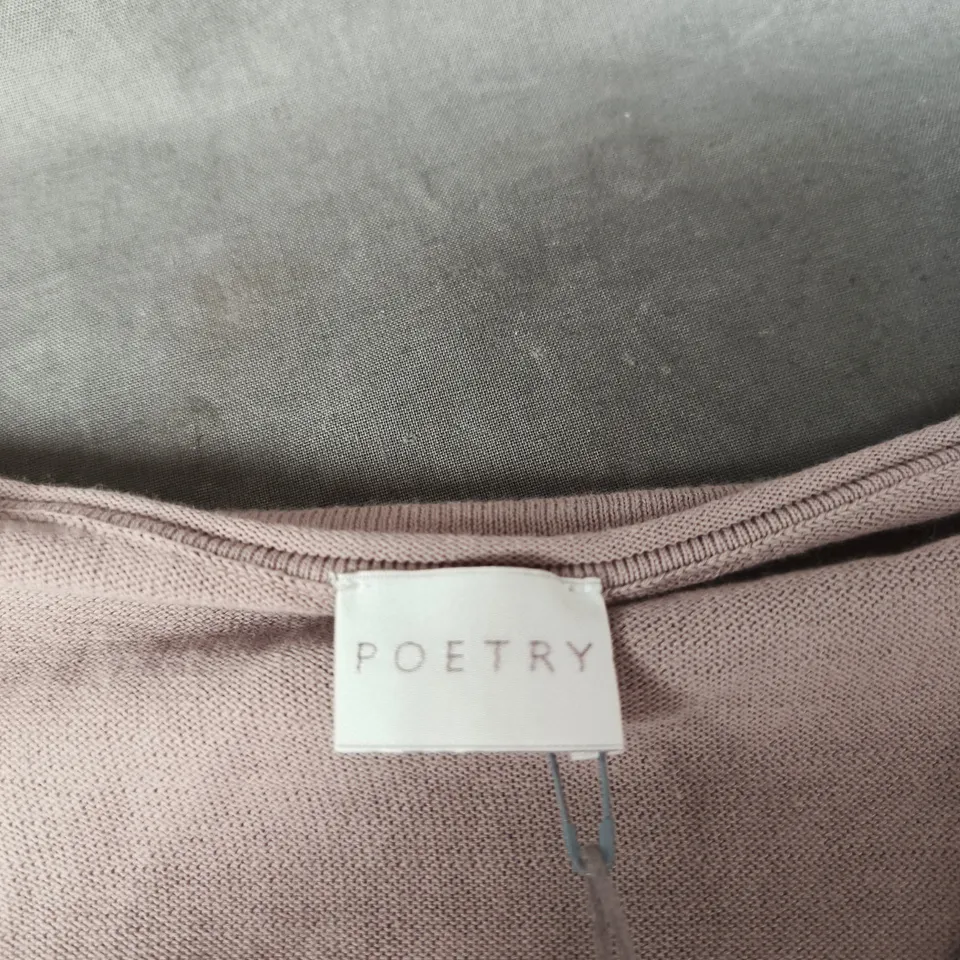 POETRY FASHION WOMEN’S KNIT TOP – UK 12 – MAUVE WITH PLEATED PANEL