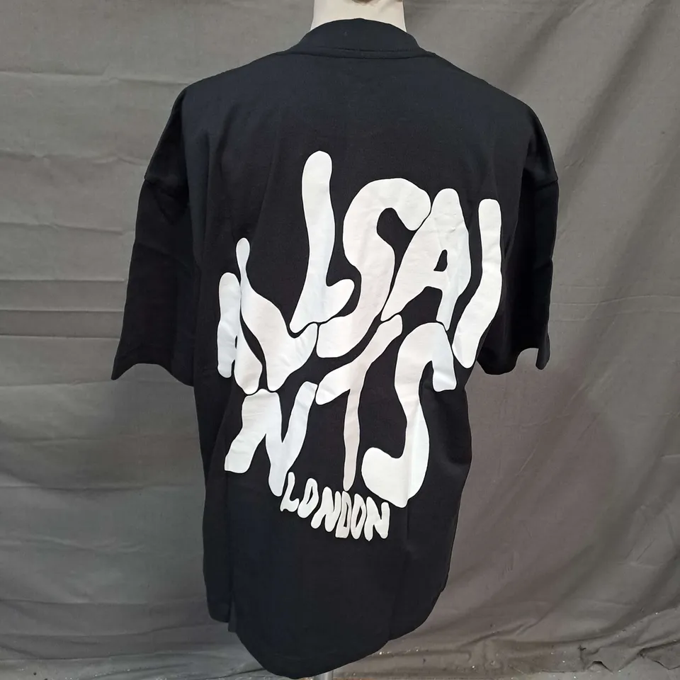 ALL SAINTS ORLANDO BACK PRINT TSHIRT IN WASHED BLACK SIZE XS