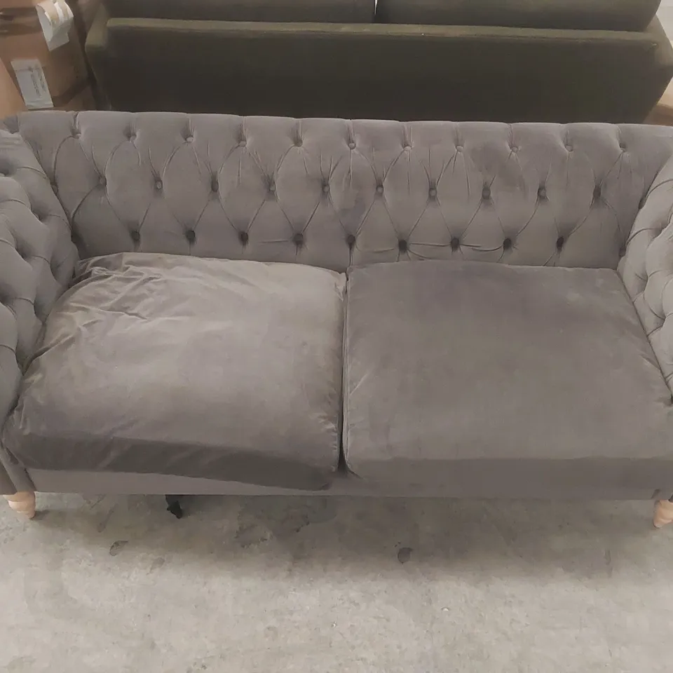 OLIVIA GREY VELVET 3 SEATER SOFA