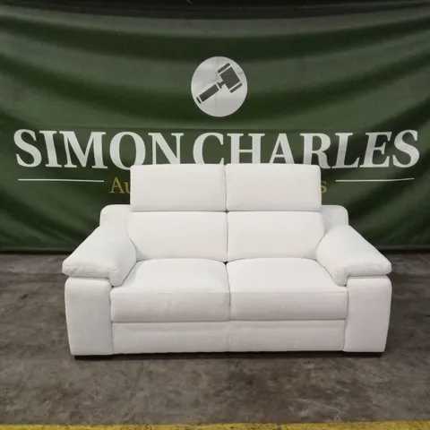 QUALITY DESIGNER ITALIAN MADE DEGANO 2 SEATER FABRIC UPHOLSTERED SOFA - WHITE