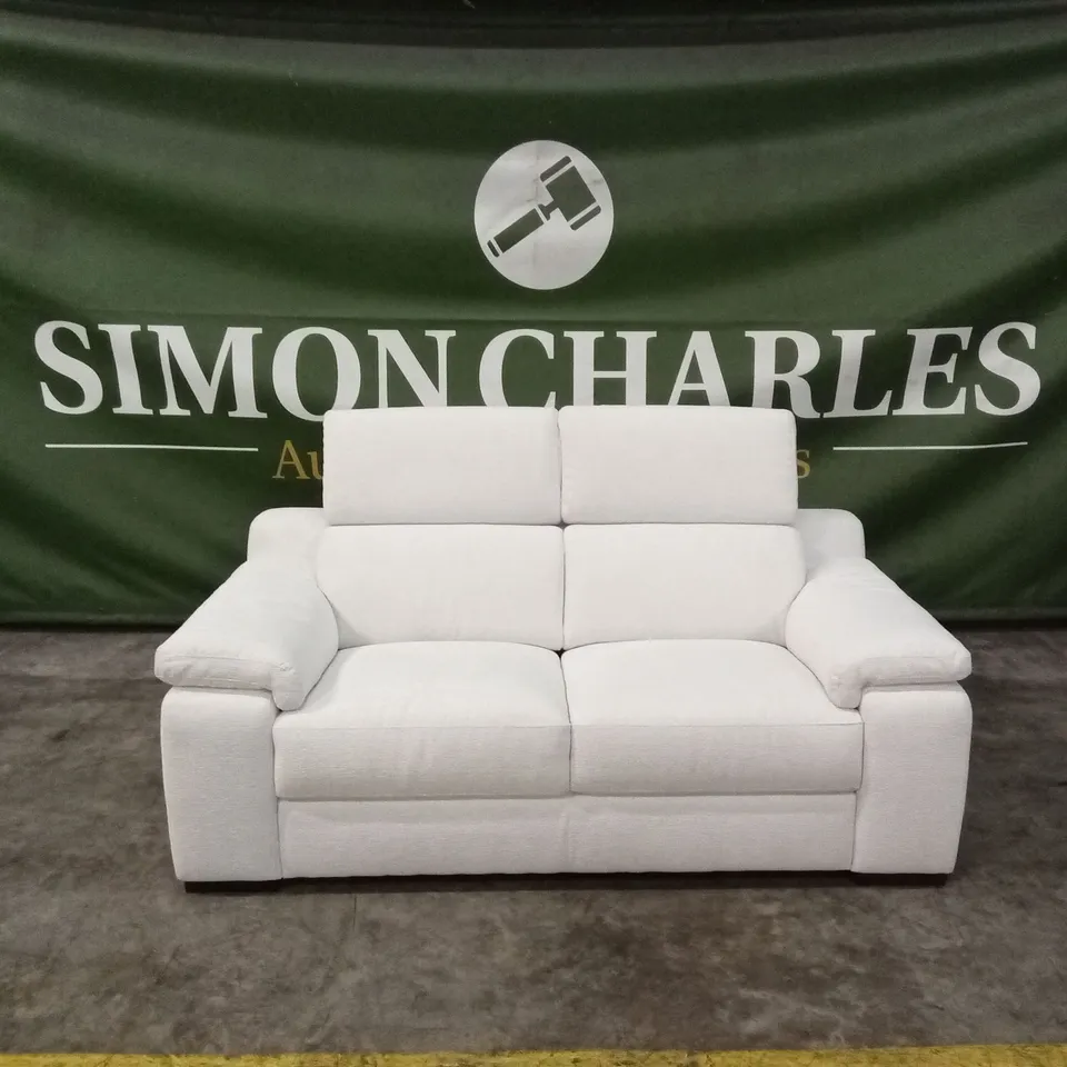 QUALITY DESIGNER ITALIAN MADE DEGANO 2 SEATER FABRIC UPHOLSTERED SOFA - WHITE