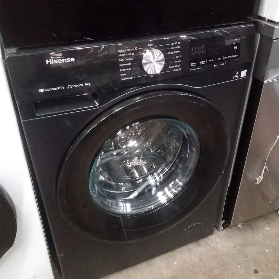 HISENSE WF3S8043BB3 WASHING MACHINE, 8KG, 1400 SPIN, BLACK, A RATED
