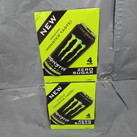 2 PACKS OF FOUR MONSTER ENERGY ZERO SUGAR