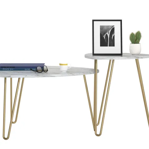 BOXED NOVOGRATZ ATHENA NESTING TABLES - WHITE MARBLE EFFECT (1 BOX)