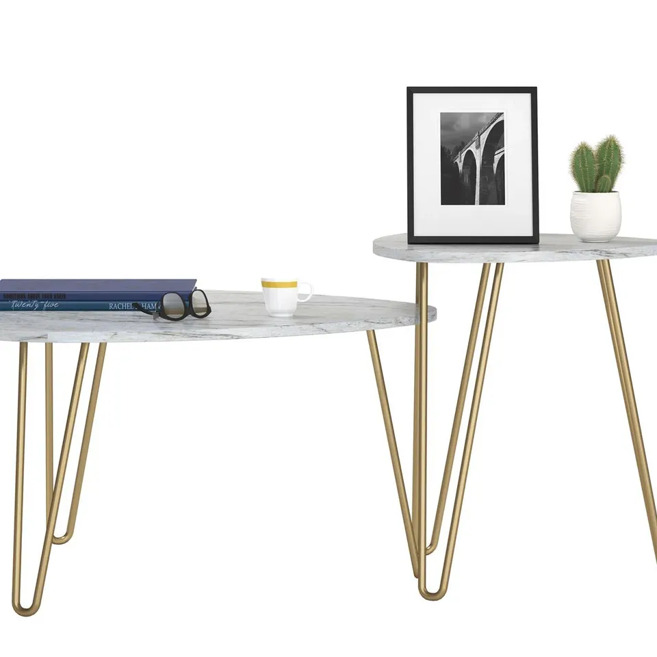 BOXED NOVOGRATZ ATHENA NESTING TABLES - WHITE MARBLE EFFECT (1 BOX)