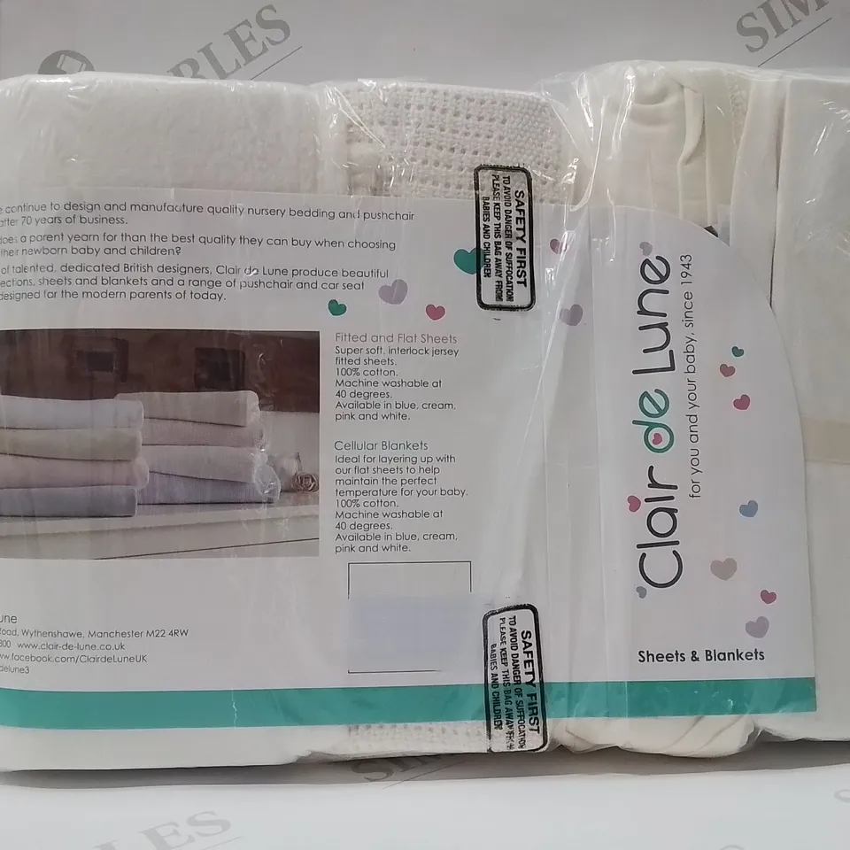 BRAND NEW BABY'S CLAIR DE LUNE SHEETS AND BLANKET SET 