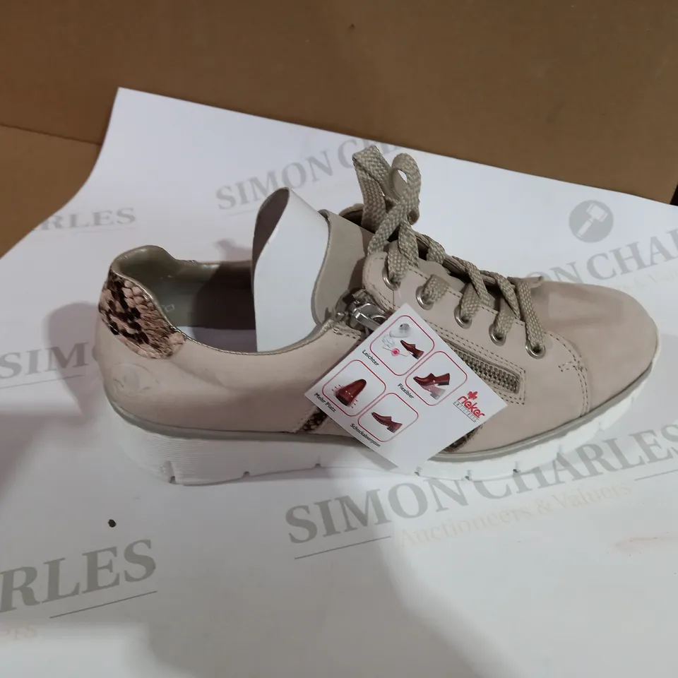 PAIR OF REIKER BEIGE TRAINER WEDGES - SIZE 4