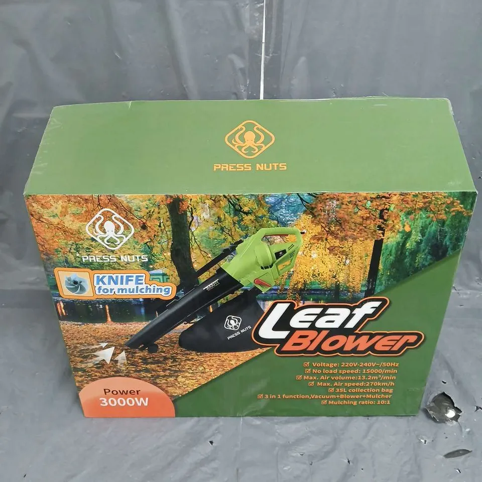 BOXED PRESS NUTS LEAF BLOWER IN GREEN/BLACK