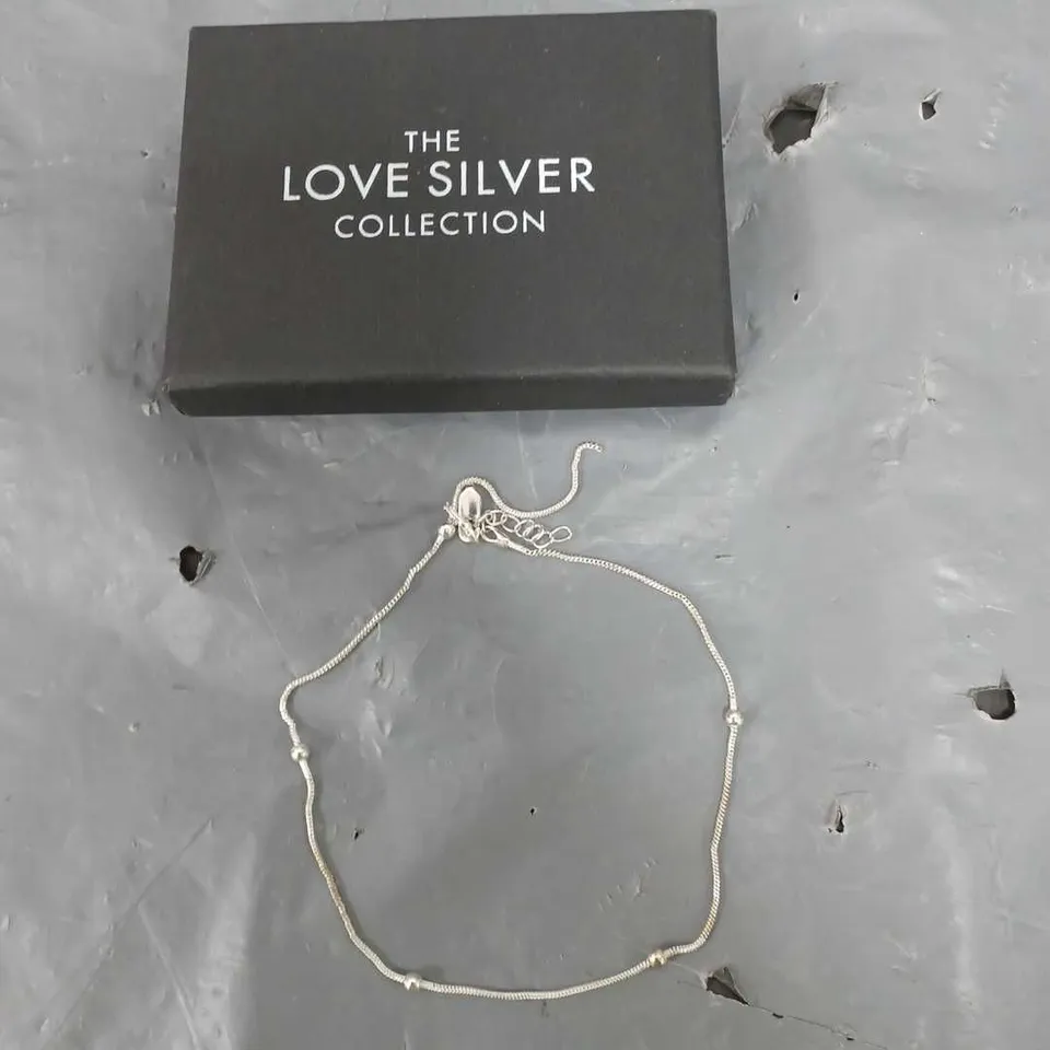 THE LOVE SILVER COLLECTION STERLING SILVER BEADED SNAKE CHAIN SINGLE ANKLET