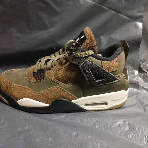 NIKE AIR JORDAN 4 RETRO FLIGHT SNEAKERS – OLIVE/BROWN SIZE 9
