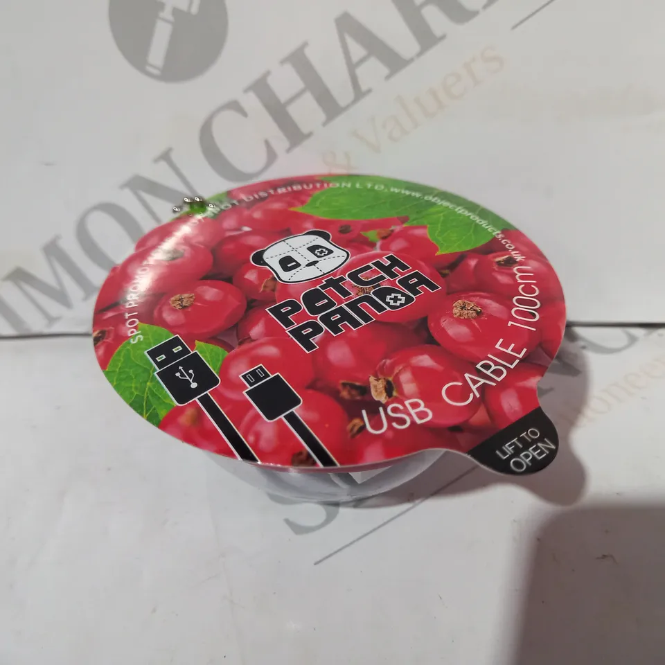 BOX OF APPROXIMATELY 200 PATCH PANDA USB CABLES IN RED