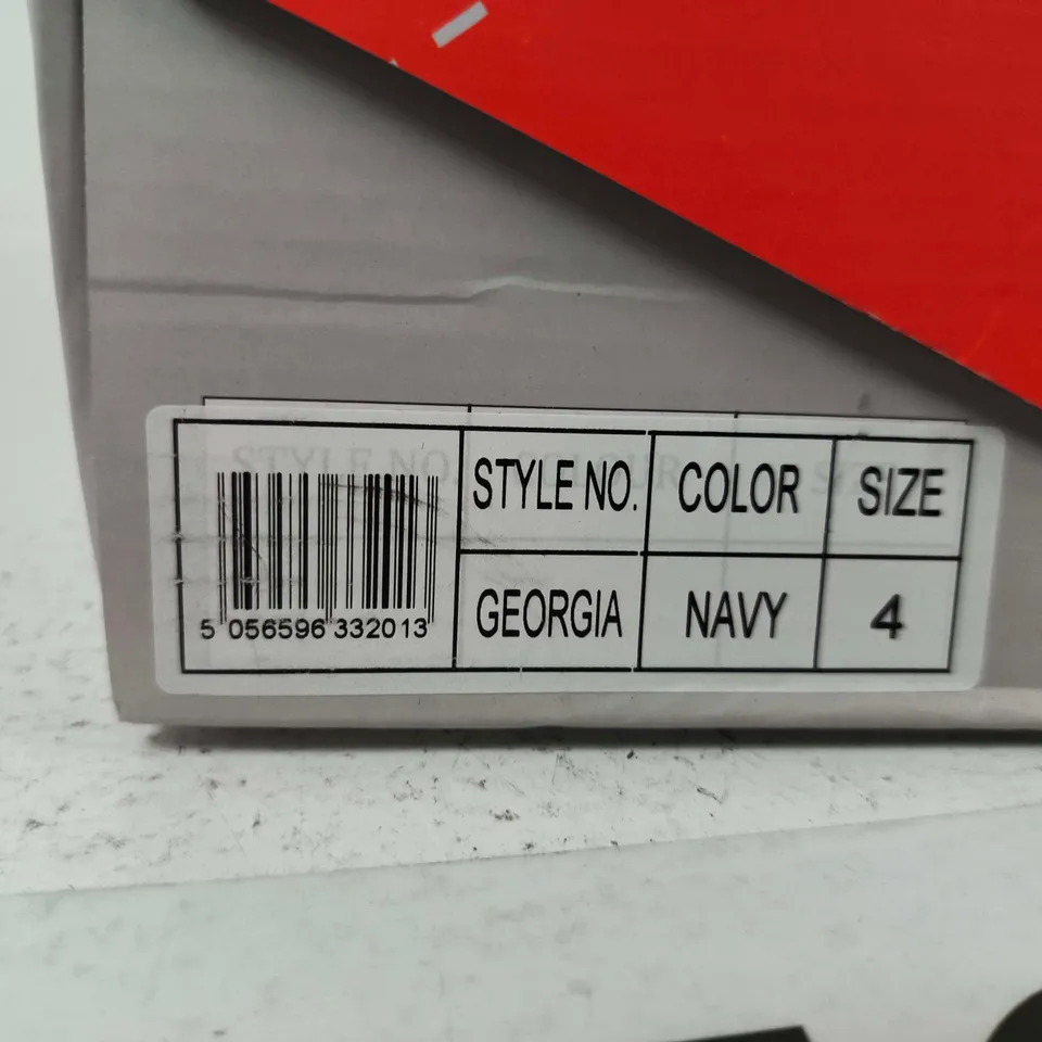 BOXED PAIR OF URBAN JACKS GEORGIA NAVY SLIP-ON SHOES – UK 4