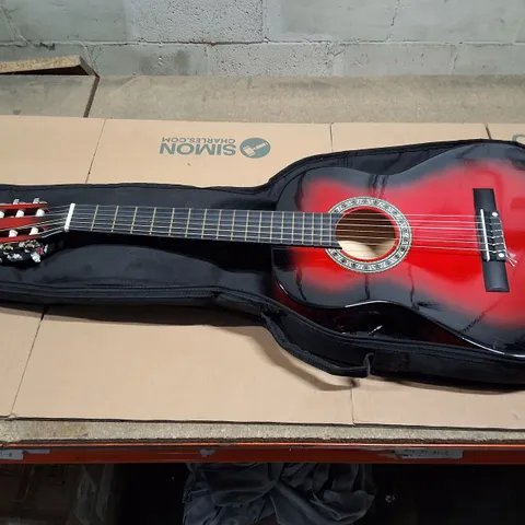 GEAR4MUSIC RED TO BLACK SUNBURST CLASSICAL GUITAR – NYLON STRINGS