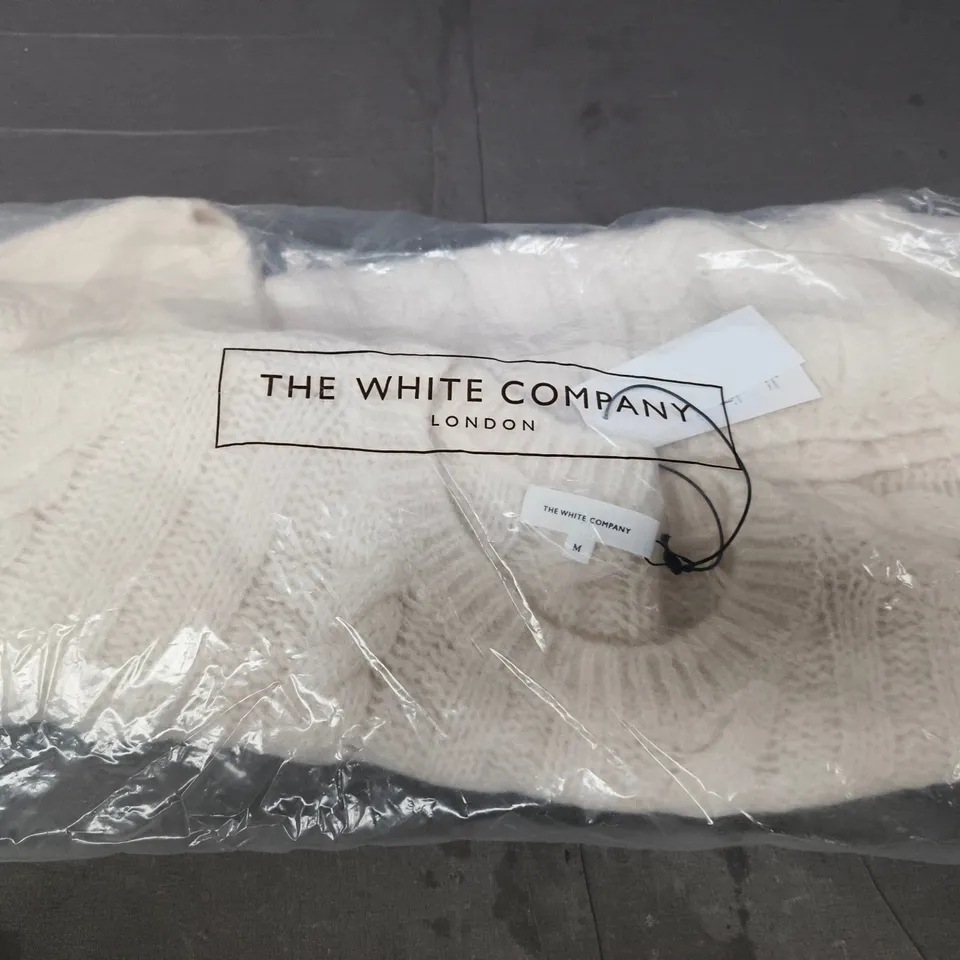THE WHITE COMPANY CABLE JUMPER WITH ALPACA – CREAM, MEDIUM UK M