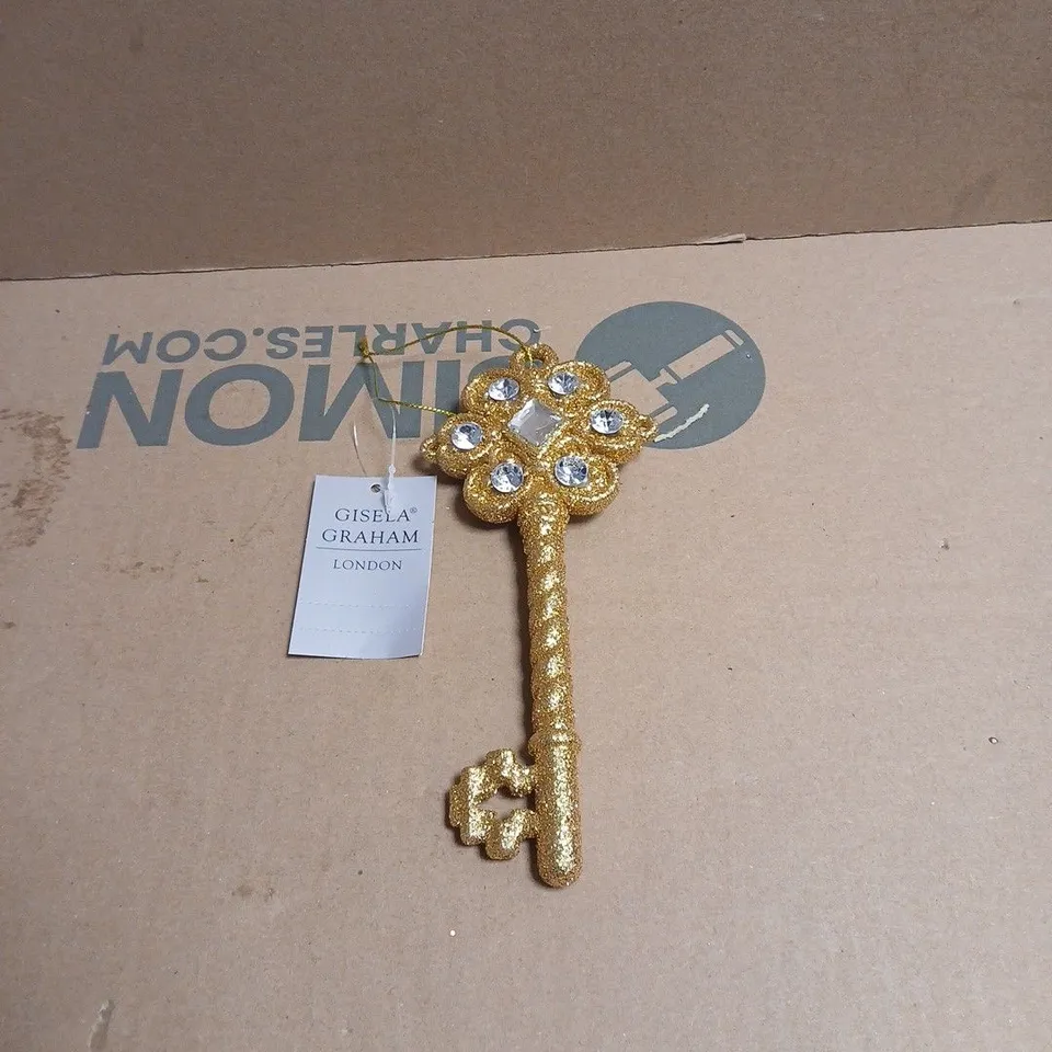 LOT OF 12 GISELA GRAHAM GOLD KEY THEMED HANGING TREE DECORATIONS