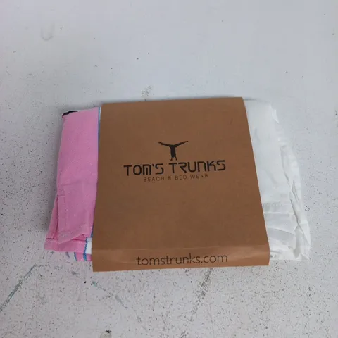 TOM'S TRUNKS CLASSIC SHORT SHORTS – SIZE M, WHITE & PINK