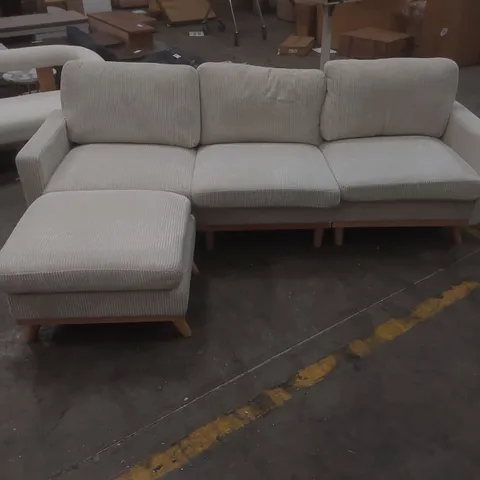 MODULAR CORNER SOFA, L-SHAPED COUCH WITH MOVABLE OTTOMAN, COMFY CORDUROY COUCH WITH SPRING CUSHION UPHOLSTERY COLOUR: BEIGE