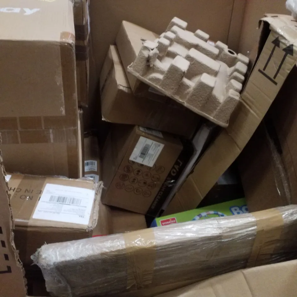 PALLET CONTAINING ASSORTED PRODUCTS INCLUDING STEAM CLEANER, 28" LED SMART HD TV, LAVA LAMP & PHOTO FRAMES