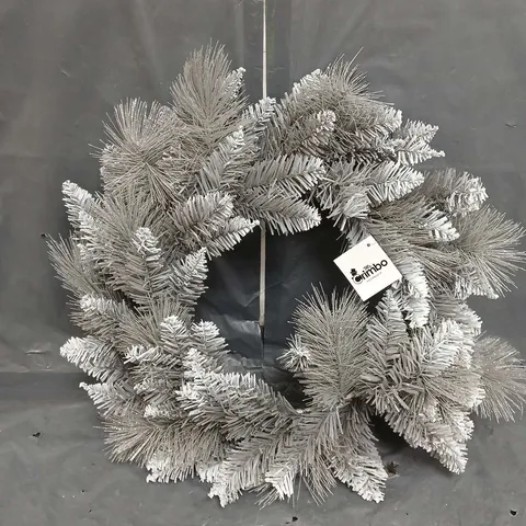 BOXED MR CRIMBO 50CM SILVER GLITTER WREATH