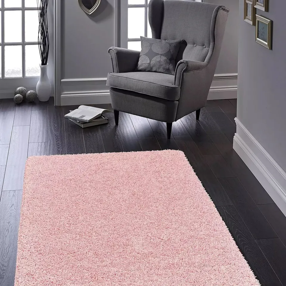 BUDDY WASHABLE SHAGGY RUG IN LIGHT PINK (80X120CM) - COLLECTION ONLY