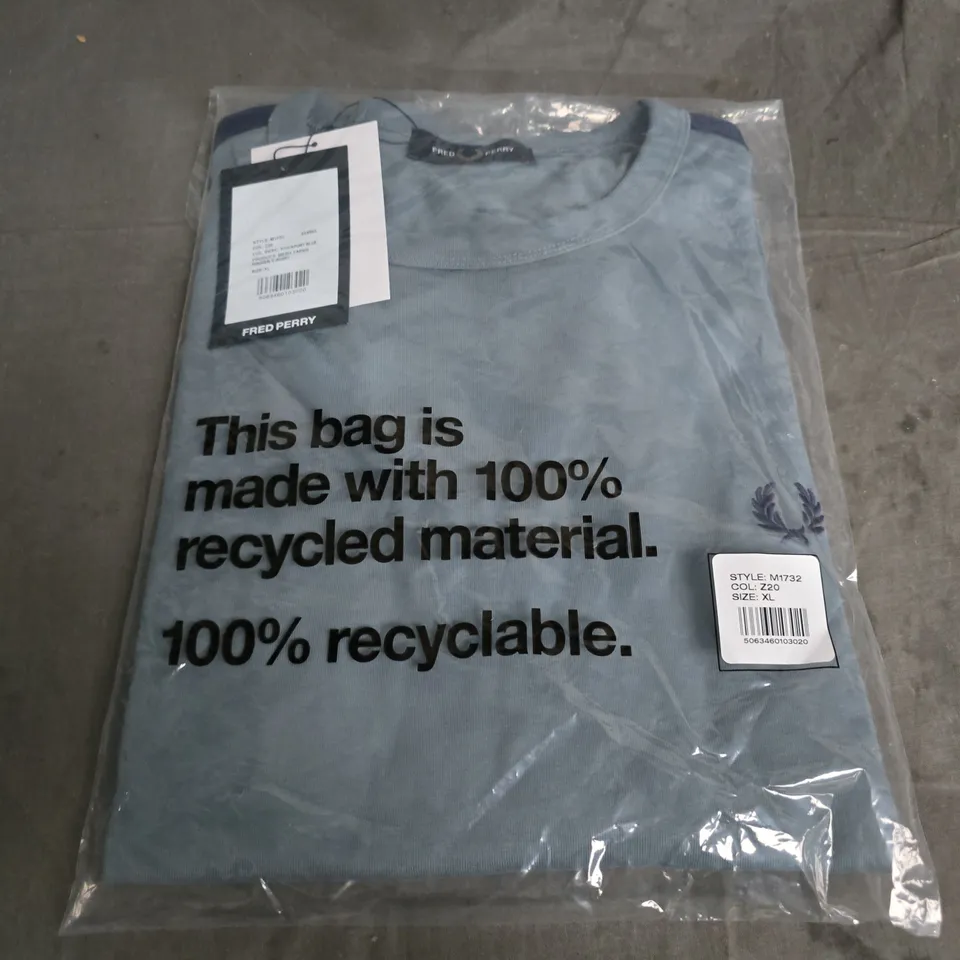 FRED PERRY MESH TAPED RINGER T-SHIRT – STOCKPORT BLUE – XL (STYLE M1732)
