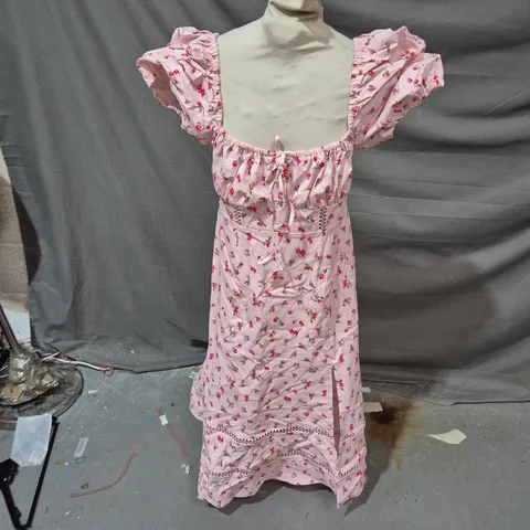 NEW LOOK WOMEN'S PINK FLORAL DRESS, UK 14 (EU 42)