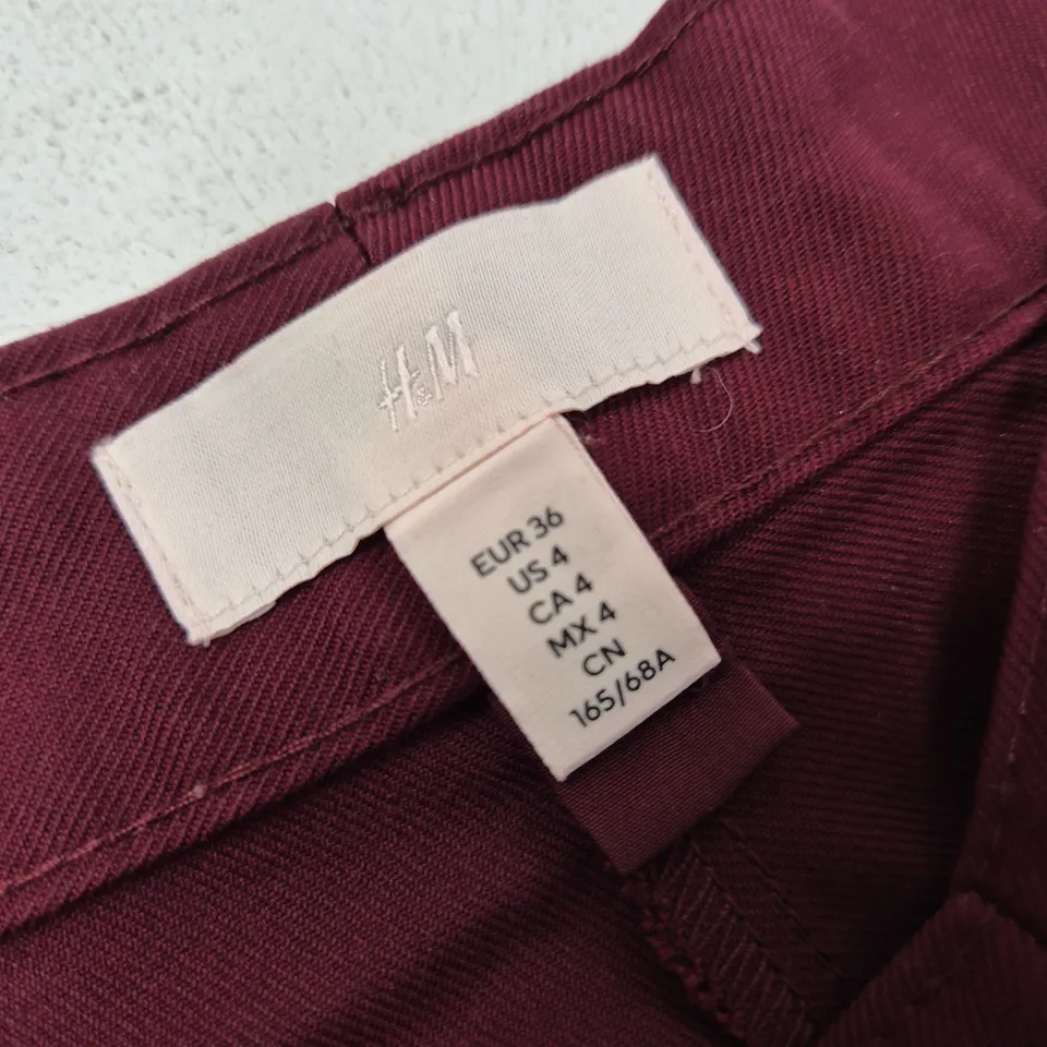H&M WOMEN'S BURGUNDY WIDE-LEG TROUSERS – UK 8 (EU 36, US 4)