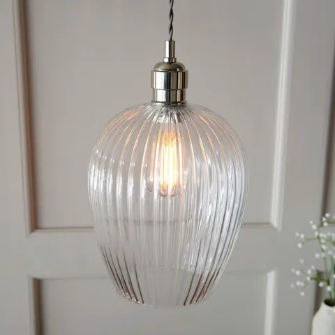 BOXED BRIGHT NICKEL HANGING LAMP
