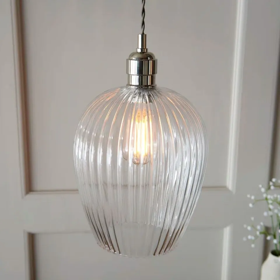 BOXED BRIGHT NICKEL HANGING LAMP 