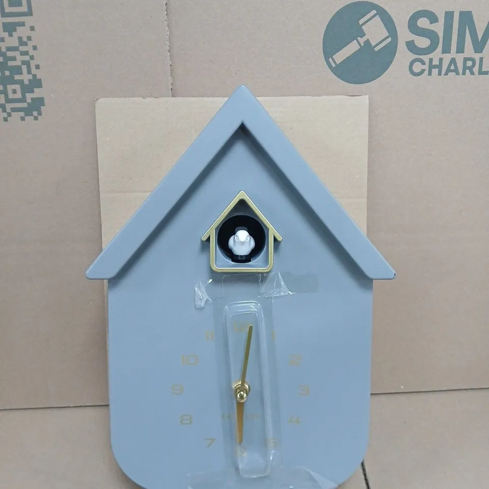 KARLSSON SOLO COLOR CUCKOO WALL CLOCK IN GREY-BLUE